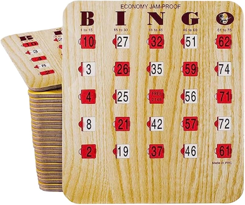 Mr Chips Jam-Proof Fingertip Slide Bingo Cards with Sliding Windows 10 Pack in Tan Style - Image 1